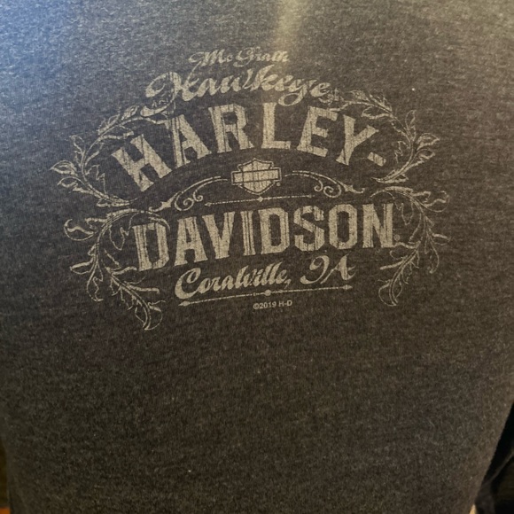 HARLEY-DAVIDSON charcoal gray ladies 3/4 sleeve t shirt cross design with bling - Picture 4 of 7